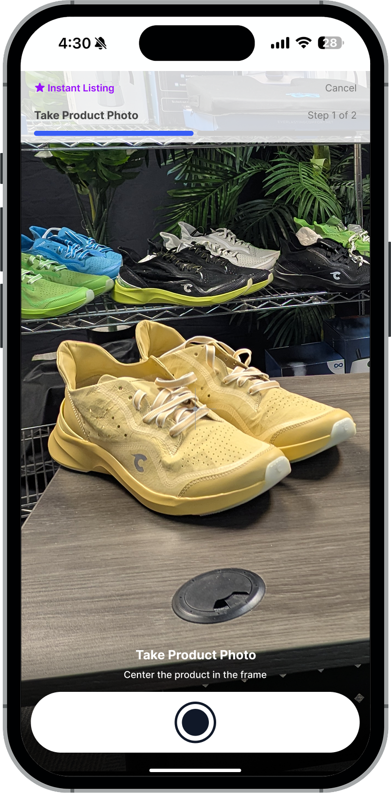 GlobalSKU mobile app showing completed product listing ready to post